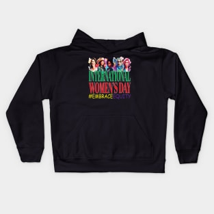 International Women's Day #EmbraceEquity Peace Equity Kids Hoodie